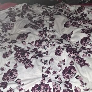 Floral Casual Button Down Shirt - Purple and White